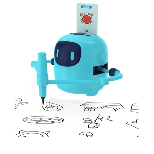 SHENSE Zeichenroboter für Kinder mit 100 Karten Roboter Kinder Spielzeug Sprachinteraktiver Zeichenprojektor Wiederaufladbar Lernspielzeug für ab 4 5 6 7 8 9 10+Jahren (Blau) von SHENSE
