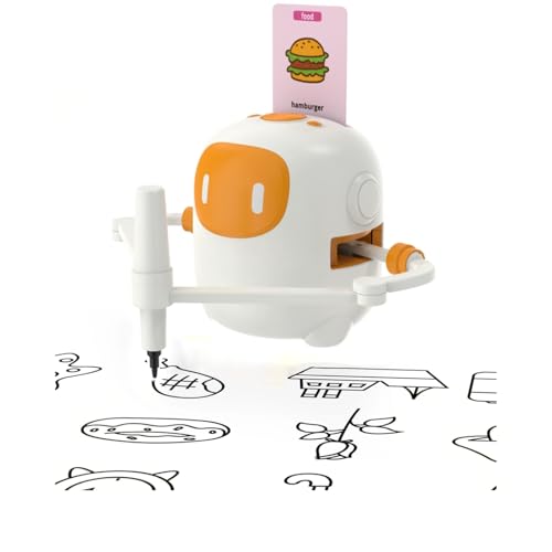 SHENSE Zeichenroboter für Kinder mit 100 Karten Roboter Kinder Spielzeug Sprachinteraktiver Zeichenprojektor Wiederaufladbar Lernspielzeug für ab 4 5 6 7 8 9 10+Jahren (Gelb) von SHENSE
