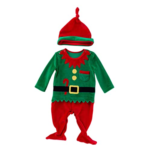 SHERCHPRY 1 Satz Baby-Weihnachtskleidung Overall Weihnachtsmann Kostüm für Kinder Baby-Weihnachtsoutfit Weihnachtsmann-Kostüm Baby-Weihnachtskostüm Weihnachtsmann-Kleidung Karikatur Hut von SHERCHPRY