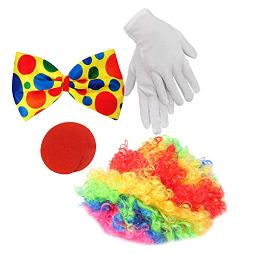 SHERCHPRY 1 Satz Clown Kostüm Zubehör Perücke Clownsnase Fliege für Halloween Karneval Geburtstagsfeiern Cosplay von SHERCHPRY