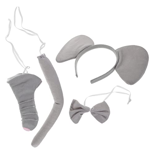 SHERCHPRY 1 Satz Elefant -Kopfschmuck Set Elefantenohren und Kofferraum Sachen für Elefantenbabys Elefanten-Cosplay-Kit elefant kostüm Elefanten Dekoration Tierkostüm Stoff Grau von SHERCHPRY