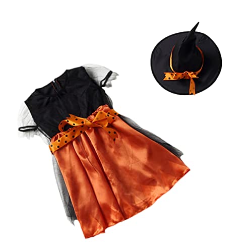 SHERCHPRY 1 Satz Halloween-kleider Kostüm Mädchen Party Zombie Für Kleidung Halloween-kinderrock -halloween-rock Halloween-kinderkleid Dekoratives Halloween-kleid Orange Stoff von SHERCHPRY