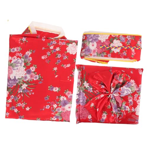 SHERCHPRY 1 Satz Kimonokleid traditionelles japanisches Kostüm-Outfit Cosplay-Kimono-Kostüm Mädchenkleider Damengewand Kinderkimono im japanischen Stil Kimono-Kostüm für Kinder Kirschblüten von SHERCHPRY