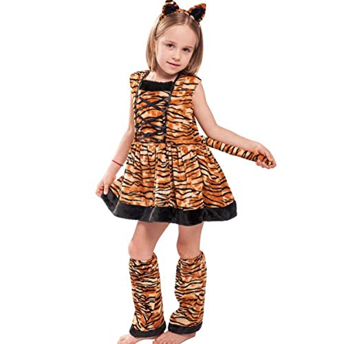 SHERCHPRY 1 Satz Tiger-Cosplay-Kostüm Kinderkleidung Mädchen-Outfit Kinderoverall Outfits Mädchen verkleiden sich Kopfbedeckung Kleider Performance-Kleidung Kinderkostüm Tanzkostüm von SHERCHPRY