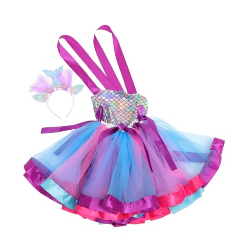 SHERCHPRY 1 Satz Prinzessinkleid kleines Mädchenkleid Kleider Meerjungfrauenkostüm für Mädchen Tüllkleid Cosplay-Versorgung Party-Meerjungfrauen-Anziehrock Party-Meerjungfrauenkleid Nylon von SHERCHPRY