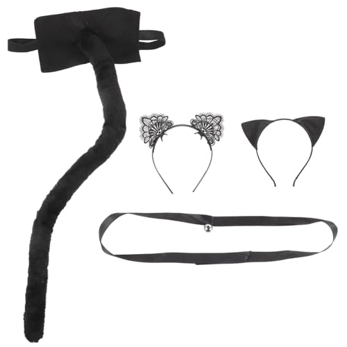 SHERCHPRY 1 Satz Stirnband Mit Katzenohren Drinnen Thematisiert Bausatz Erwachsene Cosplay Party Hallo Funkeln Für Ankleiden Und Kragen Kostüm Karikatur Stirnbänder Black Stoff von SHERCHPRY