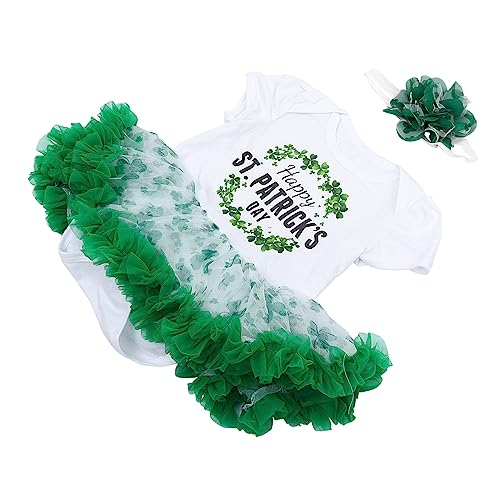 SHERCHPRY 1 Satz -Stramplerkleid Tutu-Rock aus Outfits Säuglingsanzug Ballettröckchen Kleinkind stirnband set klamotten Mädchen grünes Tutu st. Patricks Rock Gittergewebe von SHERCHPRY