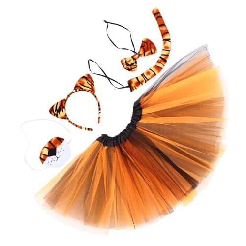 SHERCHPRY 1 Satz Tiger-Anzug Leoparden-Tutu-Rock Partyzubehör für Zootiere halloween kostüm halloween costume Abschlussball Anzug Haargummi Cosplay-Nase Cosplay-Haarband Kleine Tiere von SHERCHPRY