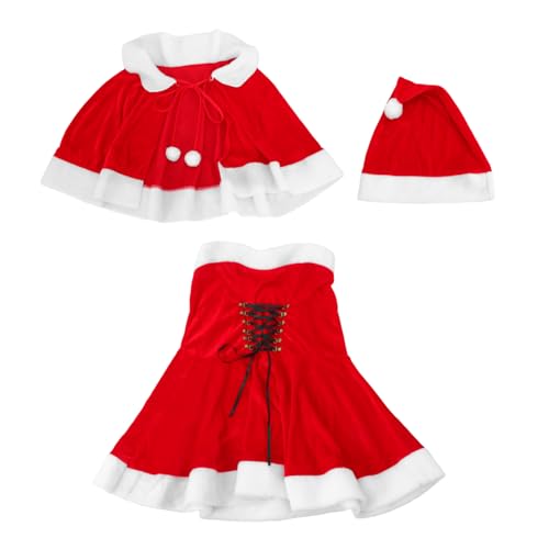 SHERCHPRY 1 Satz Weihnachtskleid Mrs Claus Kostüm mit Umhang Hut Perfektes Outfit für Weihnachtsfeiern Bühnenaufführungen Festliche Anlässe SHERCHPRY 1 Satz Weihnachtskleid Mrs Claus Kostüm mit Umhang Hut Perfektes Outfit für Weihnachtsfeiern Bühnenaufführungen Festliche Anlässe von SHERCHPRY
