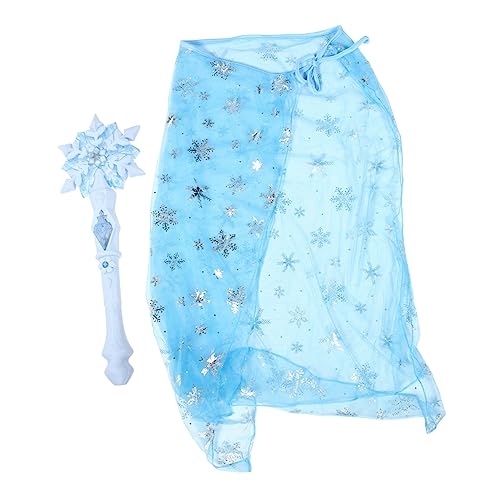 SHERCHPRY 1 Satz Zauberstab Led Outfits Bausätze Mädchen Cosplay Fee Kostüme Capes Party Kind Bausatz Glitzer Kleider Spielzeuge Kleidung Königsgewand Blinkende Stöcke Plastik Blue von SHERCHPRY