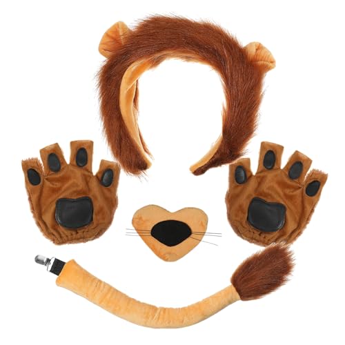 SHERCHPRY 1 Set Bekleidungszubehör Set Löwen Outfit Bärenkostüm Tiere Hundekostüm Katzenkostüm Löwen Set Wolf Rentiergeweih Stirnband Fuchsohren Löwennase Kostümschwanz Löwenkostüm Garn SHERCHPRY 1 Set Bekleidungszubehör Set Löwen Outfit Bärenkostüm Tiere Hundekostüm Katzenkostüm Löwen Set Wolf Rentiergeweih Stirnband Fuchsohren Löwennase Kostümschwanz Löwenkostüm Garn von SHERCHPRY
