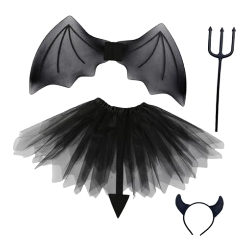 SHERCHPRY 1 Set Dämonenflügel Set Teufels Cosplay Zubehör Cosplay Kostümparty Cosplay Zubehör Halloween Dekoration Teufelshörner Stirnband Teufelsflügel Halloween Kostüm Schwarzes von SHERCHPRY