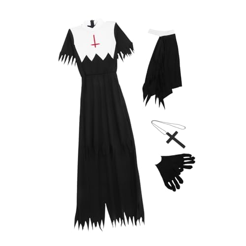 SHERCHPRY 1 Set Zombie Nonnen Kostüm Halloween Halloween Kostüm Hexenkostüm Mädchen LED Damen Erwachsene Gruseliges Zombie Kostüm Outfit Grimmiges Partykostüm Halloween von SHERCHPRY
