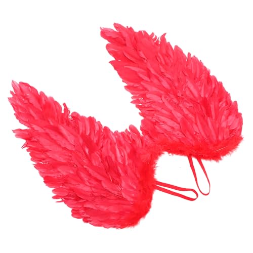 SHERCHPRY 1 Stück Engelsfederflügel Stolz Fotoshooting-requisite Amor Kostüm Damen Rüsche Kostüme Bogen Cosplay -requisiten Amor-kostüm Funkeln Weihnachtsdeko Partyzubehör Rot von SHERCHPRY