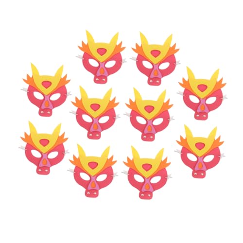 SHERCHPRY 10st Kindermaske Zum Jahr Des Drachen Karton-drachenmaske Drachen-cosplay-maske Chinesische Drachenkopfmaske Feiertagspartydekoration Drachenkostümzubehör Tier Partybedarf Eva Rot von SHERCHPRY