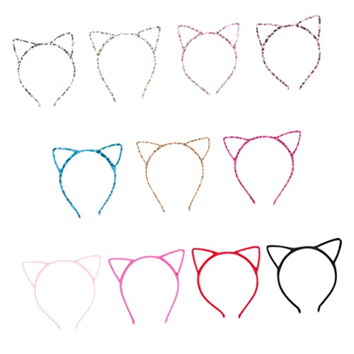 SHERCHPRY 12 Stück Katzenohren Stirnband Stirnbänder Kopfband Halloween Haar Ohr Haarreifen Tiere Stirnband Tiere Haarreifen Halloween Kopfbedeckung Party Kopfbedeckung Cosplay Kopfschmuck von SHERCHPRY