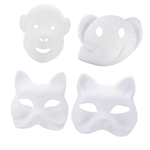 SHERCHPRY 12st Leere Maske Venezianische Maske Diy Volles Gesicht Maskerade Karneval Bemalbare Maske Abschlussball Requisiten Wolfsmaske Japanische Halbmaske Cosplay Kind Weiß Venedig Papier von SHERCHPRY