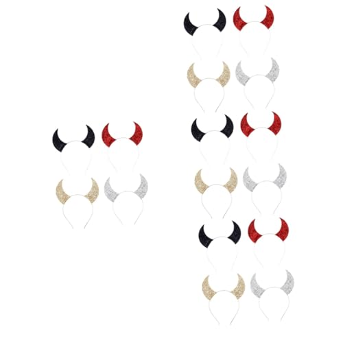 SHERCHPRY 16 Stück Teiliges Horn Haarband Teufelshörner Kopfschmuck für Halloween Karneval Cosplay Party Leichtes Bequemes Stirnband Rot Gold Silber Schwarz SHERCHPRY 16 Stück Teiliges Horn Haarband Teufelshörner Kopfschmuck für Halloween Karneval Cosplay Party Leichtes Bequemes Stirnband Rot Gold Silber Schwarz von SHERCHPRY