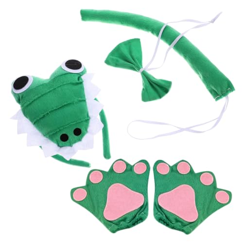 SHERCHPRY 1Satz Alligator Kostümset für Halloween Teilig mit Stirnband Fliege und Handschuhen für Cosplay Themenpartys und Maskeraden Einzigartiges Design für Besondere von SHERCHPRY