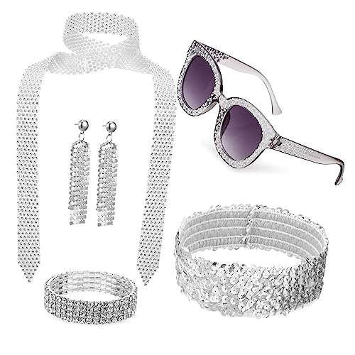 SHERCHPRY 1Satz Jahre Damen Disco Kostümzubehör Teiliges mit Ohrringen Stirnband Schal Sonnenbrille und Armband für Karneval Bachelorette Partys und Jahre SHERCHPRY 1Satz Jahre Damen Disco Kostümzubehör Teiliges mit Ohrringen Stirnband Schal Sonnenbrille und Armband für Karneval Bachelorette Partys und Jahre von SHERCHPRY