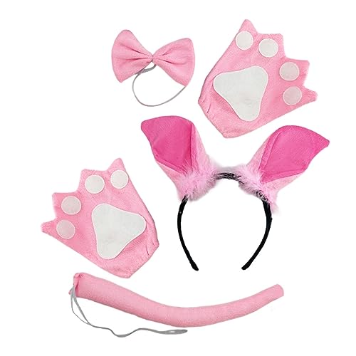 SHERCHPRY 1Satz Schwein Kostüm Set für Tierkostüm mit Schweineohren Stirnband Fliege und Handschuhen Halloween Karneval und Cosplay Events von SHERCHPRY