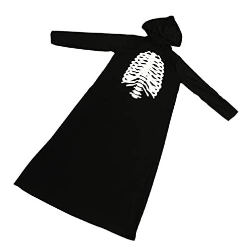 SHERCHPRY 1Stk Leuchtende Skelettrobe gruseliges Kostüm Ballkleid schwarz Kleider formelle Kleidung Zombie-Kostüm-Requisite Robe mit Skelettmuster mit Kapuze Requisiten Dekorationen Mantel von SHERCHPRY