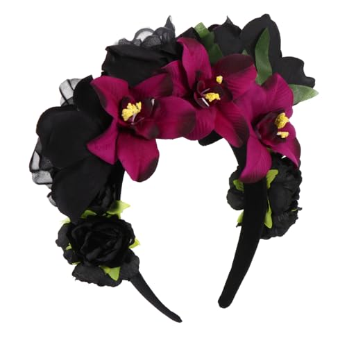 SHERCHPRY 1Stück Blumenhaarreifen für Halloween Vintage Haarreif mit Großen Zufälligen Farben Kopfschmuck für Partys Festivals und Leicht und Bequem von SHERCHPRY