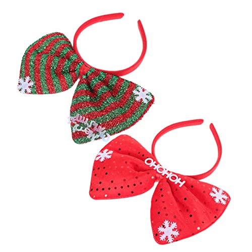 SHERCHPRY 2 STÜCK Weihnachtliche Haarschleifen Stirnbänder Bunte Bowknot Haarreifen für Xmas Party Festliche Kopfbedeckung für Familie Kostüm und Feierdekoration von SHERCHPRY