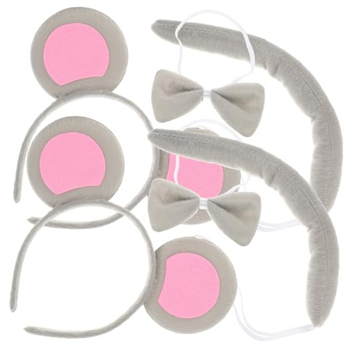 SHERCHPRY 2 Sätze Halloween Kostüm Zubehör mit Haarreif Ohren und Fliege Realistische Tieraccessoires für Karneval und Feiern von SHERCHPRY