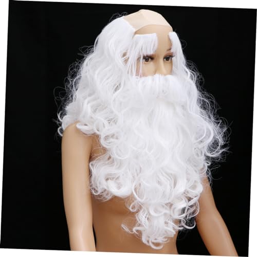 SHERCHPRY 2 Sätze Santa Claus Cosplay Weißes Teiliges mit Langem und Augenbrauen Perücke Sicheres Material Party Kostüm Zubehör für Nikolaus Verkleidung von SHERCHPRY