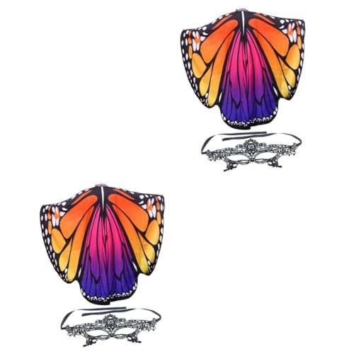 SHERCHPRY 2 Sätze Schmetterlingsschal Schal Umhang mit erwachsenen Schmetterlingen Kostümmasken Dekor Schmetterlings Umhang Schmetterlingsmantel Gesichtsmaske Zubehör bilden rotieren von SHERCHPRY