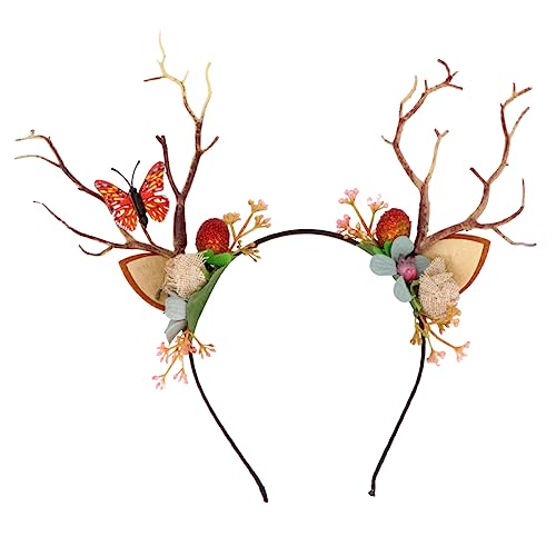 SHERCHPRY 2 Stck Deer Horn Haarreif mit Zweig Design und Beeren Handgefertigtes Halloween und Weihnachts Stirnband für Erwachsene Langlebiger Kopfschmuck für Party und Show Zufällige Farbe von SHERCHPRY