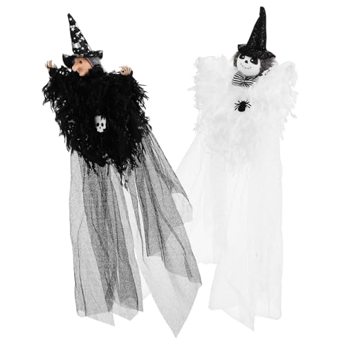 SHERCHPRY 2 Stck. Puppenanhänger Halloween fliegende Hexendekoration drinnen Skelett gefälscht haloween pumpkin Gruselige Dekoration Horror-Party-Dekorationen Deckendekorationen hängen von SHERCHPRY