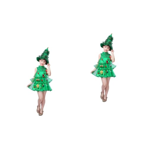SHERCHPRY 2 Stk Weihnachtsbaum Hut Weihnachtsshow-kostüm Mädchenmütze Weihnachtsbaum Kostüm Grünes Baum-outfit Hüte Mädchen-outfits Weihnachten Kind Kleid von SHERCHPRY