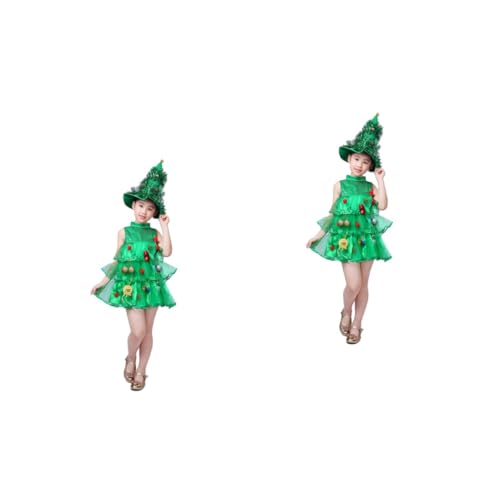 SHERCHPRY 2 Stk baby mädchen kleid Weihnachtsbaum-Kostümkleid Bühnenkostüm für Kinder weihnachtsparty rock kinder kleidung Kindermütze und Kleid Weihnachtsshow-Kostüm Weihnachten Kostüme von SHERCHPRY