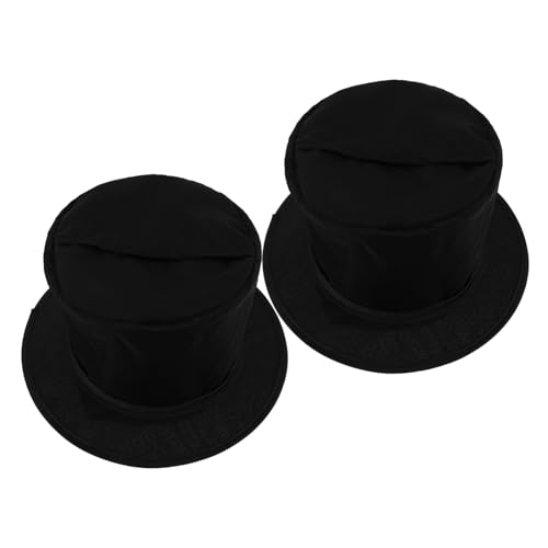 SHERCHPRY 2 Stück Faltbare Schwarze Zauberer Zylinderhüte Kompakte Bühnenrequisiten für Karneval Maskerade Weihnachtsfeier Steampunk Cosplay und Magische Verkleidungen von SHERCHPRY
