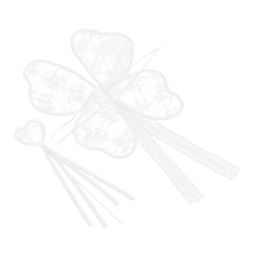 SHERCHPRY 2 Stück Feenstab-Set aus Spitze für Fee Flügel Kleinkind Feenflügel Kit zum Herstellen von Zauberstäben Aufnäher mit Paillettenapplikation Tuch Weiß von SHERCHPRY