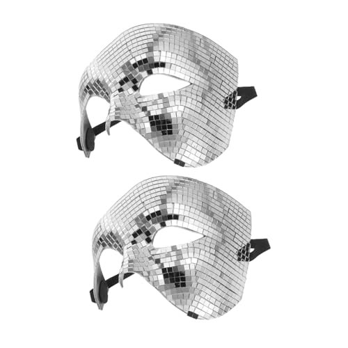 SHERCHPRY 2 Stück Halbgesichtige Glitzer Masquerade Masken für Frauen Reflektierende Discokugel Gesichtsabdeckung Leichte Halloween Karnevals-gesichtsmasken Vielseitige Party-kostüm von SHERCHPRY