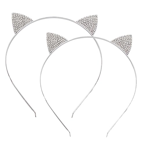 SHERCHPRY 2 Stück Katzenohren Haarreif mit Strass für Damen und Mädchen Süßes Haarschmuck Accessoire für Partys Kostüme und Veranstaltungen von SHERCHPRY
