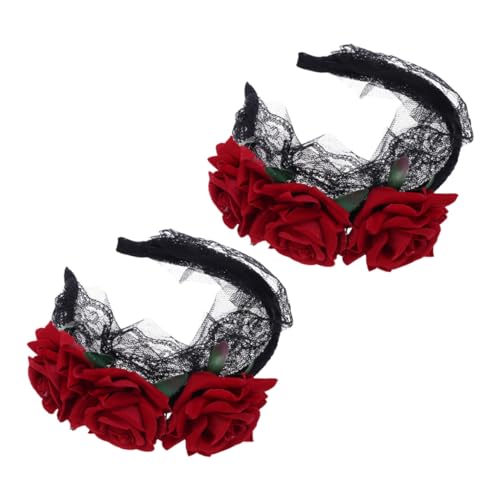 SHERCHPRY 2 Stück Spooky Rote Rosen Haarband mit Spitze Halloween Party Kopfschmuck für Damen Realistisches Blumendesign für Fotoshootings und Festliche Kostüme SHERCHPRY 2 Stück Spooky Rote Rosen Haarband mit Spitze Halloween Party Kopfschmuck für Damen Realistisches Blumendesign für Fotoshootings und Festliche Kostüme von SHERCHPRY