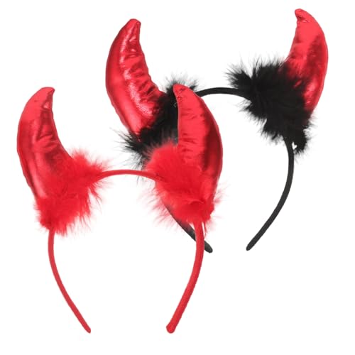 SHERCHPRY 2 Stück Teiliges Halloween Teufelshörner Stirnband Rotes Haarreif Zubehör Verarbeitung Vielseitig Einsetzbar für Kostümpartys Geschenkidee für Damen von SHERCHPRY