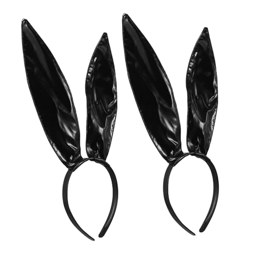 SHERCHPRY 2 Stück Teiliges Stirnband mit Schwarzen Hasenohren aus Kunstleder Langlebiges Party-accessoire für Halloween Weihnachten und Cosplay Verspieltes Kopfschmuck für Erwachsene von SHERCHPRY