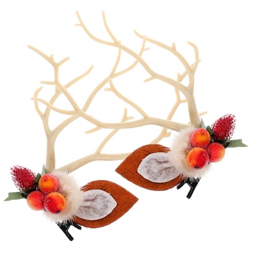 SHERCHPRY 2 Stück Weihnachtliche Haarklammern Kleine Hirschgeweih Haarspangen für Mädchen Leicht Langlebig Festlich Haarschmuck für Party Cosplay Alltag von SHERCHPRY