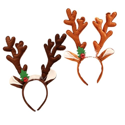 SHERCHPRY 2 Stück Weihnachtliche Haarschleifen mit Großen Rentiergeweihen Weicher Stoff Komfortabel und Langlebig Festlicher Haarschmuck für Mädchen für Weihnachtsfeiern und Fotorequisiten von SHERCHPRY