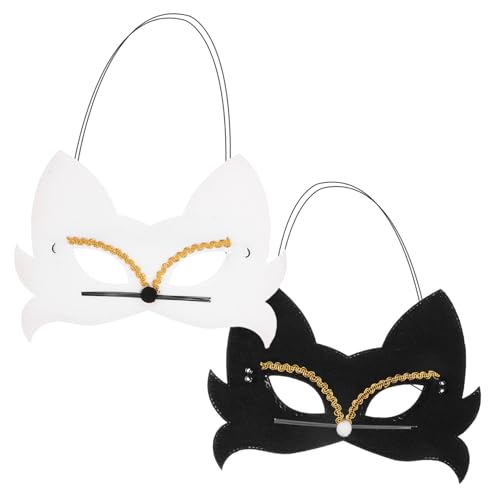 SHERCHPRY 2 Stücke Maskerade Auge Katze Halb Kostüm Für Frauen Katze Halloween Maskerade Für Paare Halloween Katze Halb Katze von SHERCHPRY