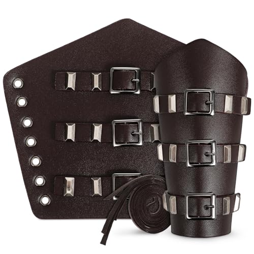 SHERCHPRY 2stücke Mittelalterliche Armschützer Pu Metallakzenten Verstellbare Armbänder Für Viking Cosplay Und Halloween-kostüme Authentisches Renaissance-zubehör von SHERCHPRY