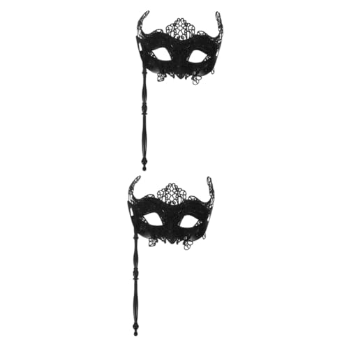 SHERCHPRY Outfit 2St Handmaske Kostümmasken Augenmaske Spitze halloween maske Maskerade-Maske Kleidung Maske mit Stock Cosplay-Kostüm-Stütze bilden Randbereich Handheld-Stick Halloween-Maske von SHERCHPRY