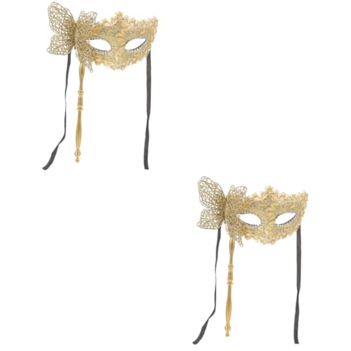 SHERCHPRY 2St Maske Karneval-Kostüm Hälfte Cosplay-Outfits Augenklappe Gras kleidung goldene Strasssteine Scheuklappen Karnevalszubehör Handlich bilden Stock Damen Augenbinde Stoff von SHERCHPRY