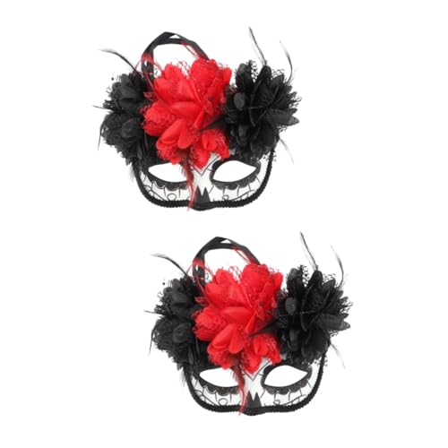 SHERCHPRY 2st Maskerade Maske Maskerade-maske Für Frauen Kostüm Ball-augen-abdeckung Karneval Auge Todestag Tag Des Toten Schädels Mexikanisches Outfit Hälfte Bilden Geistermaske Plastik von SHERCHPRY