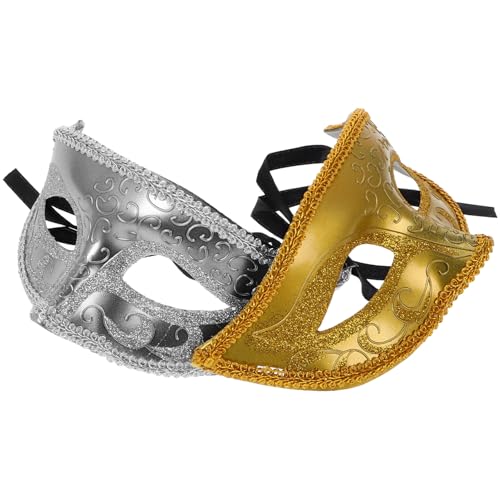 SHERCHPRY 2St Plastikmaske Augenmaske Erwachsenenmaske gefüllte Armbänder schwarze Maske Herrenbekleidung faschingsmaske goldene maske Schauspiel Maske Maskenball Mascarade-Maske Partymasken von SHERCHPRY